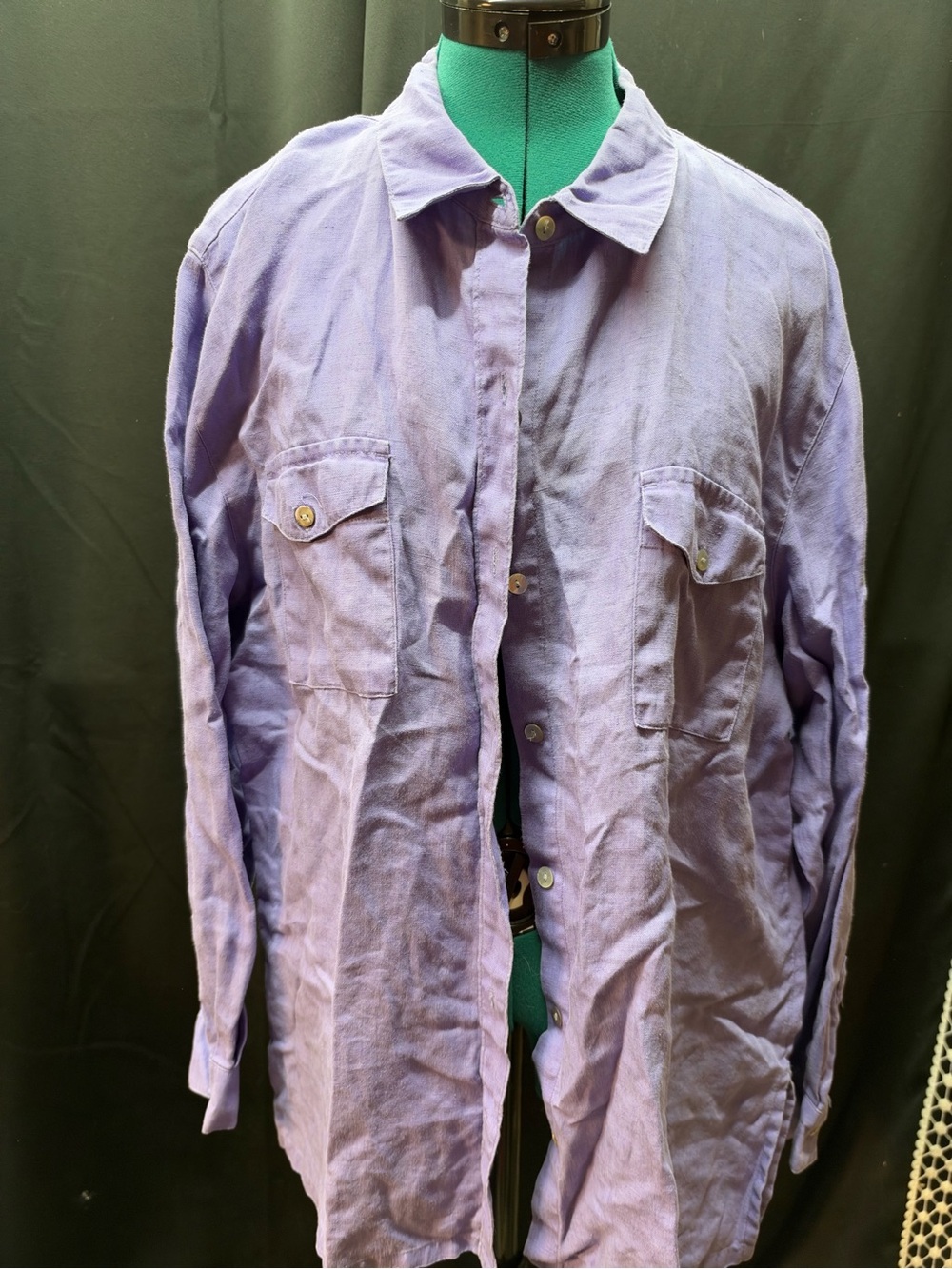 Lavender Button-Up Work Shirt Jacket